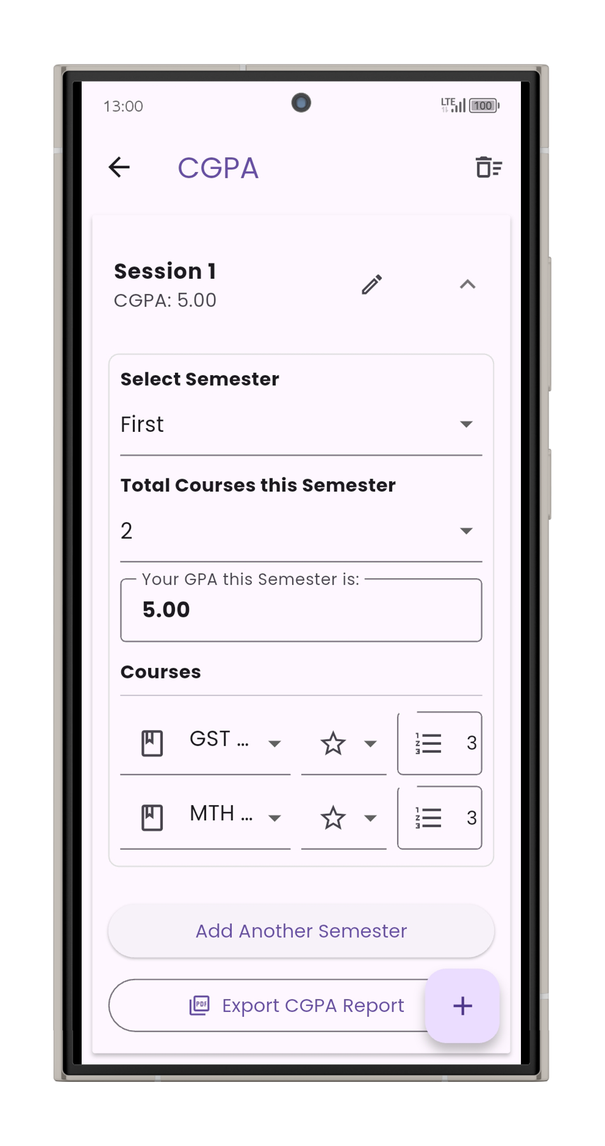 CGPA Calculator